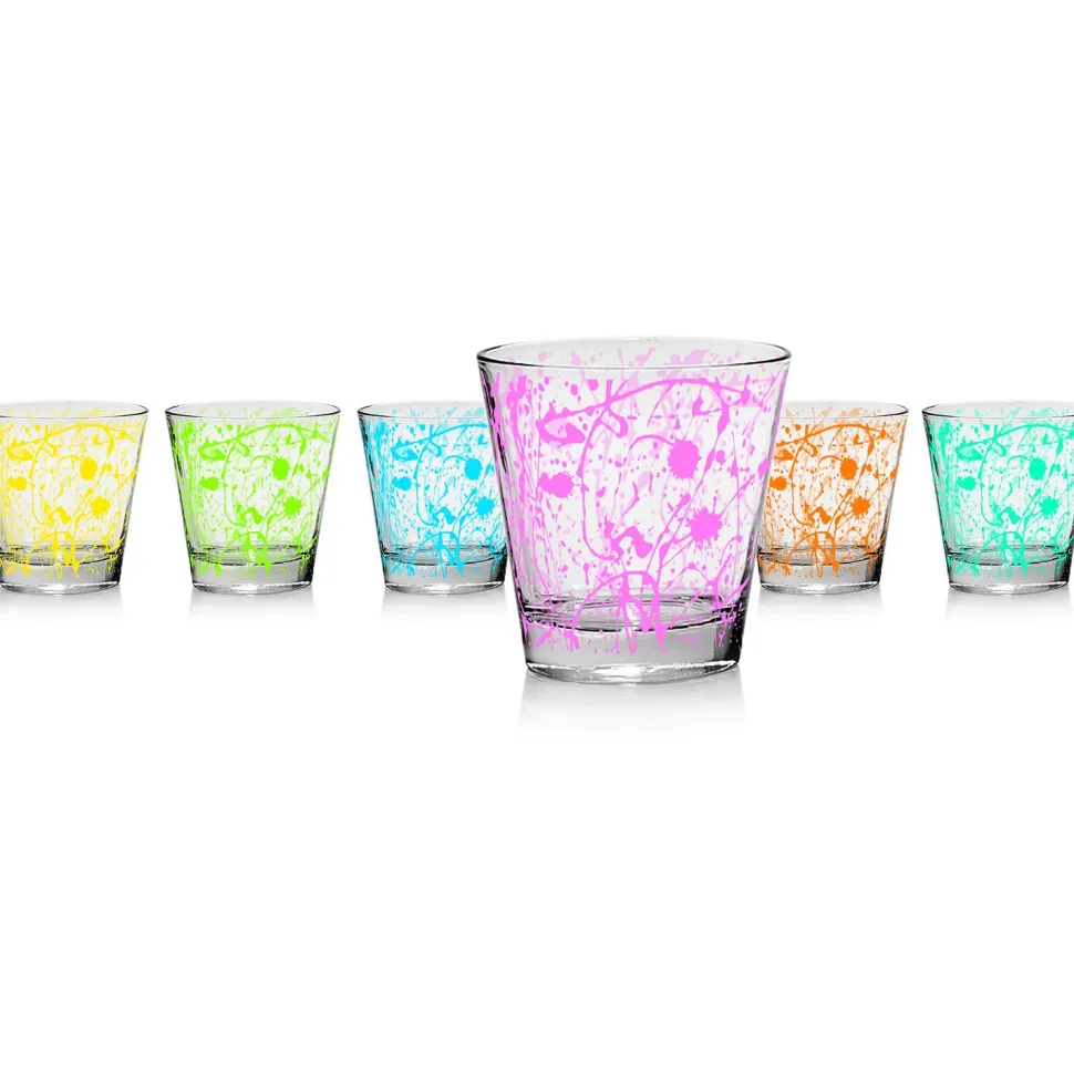Bicchierini Doodle in vetro multicolor 25 cl set 6 pezzi