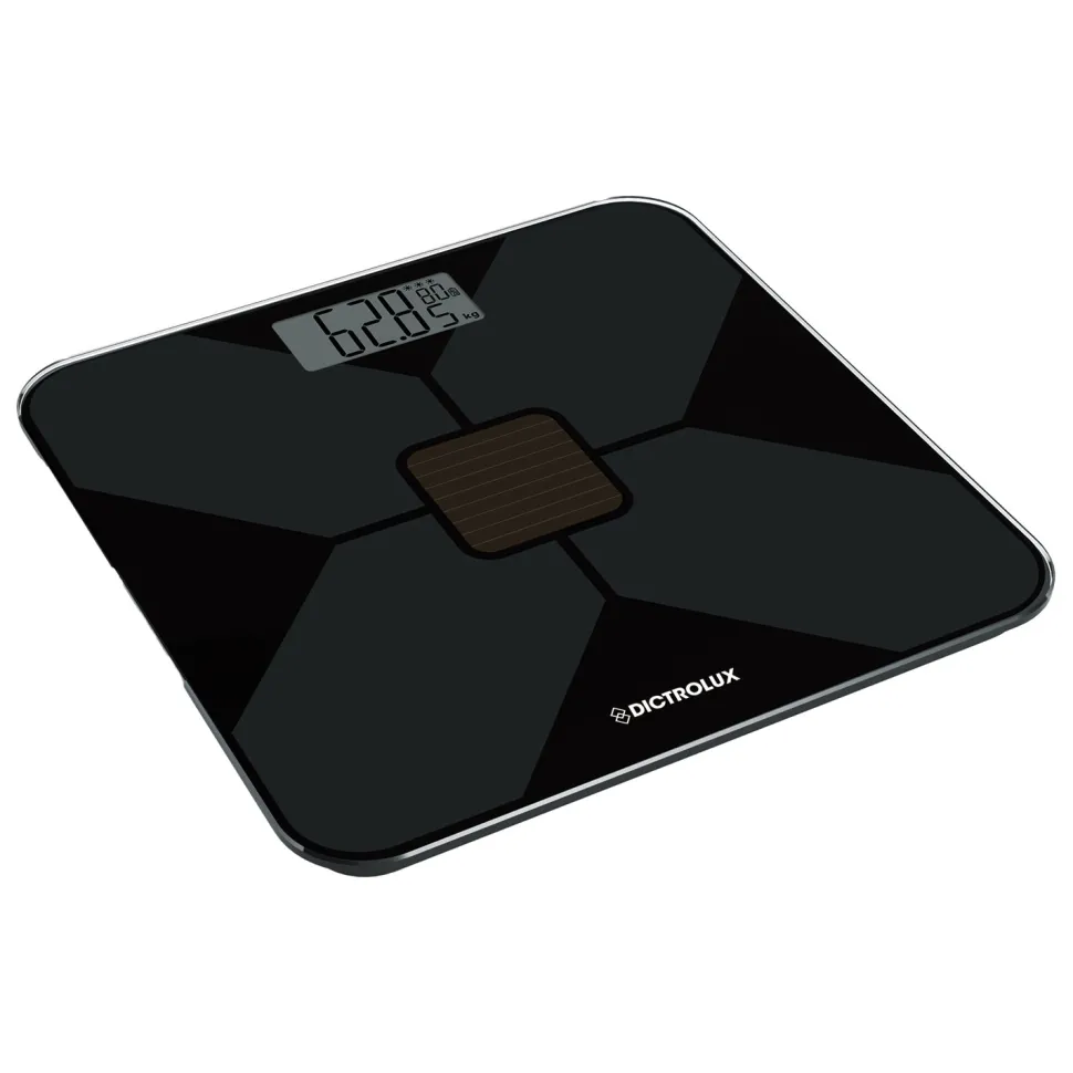 Bilancia Pesapersone Digitale Solare 180 Kg in Vetro Temperato con Display LCD Nera