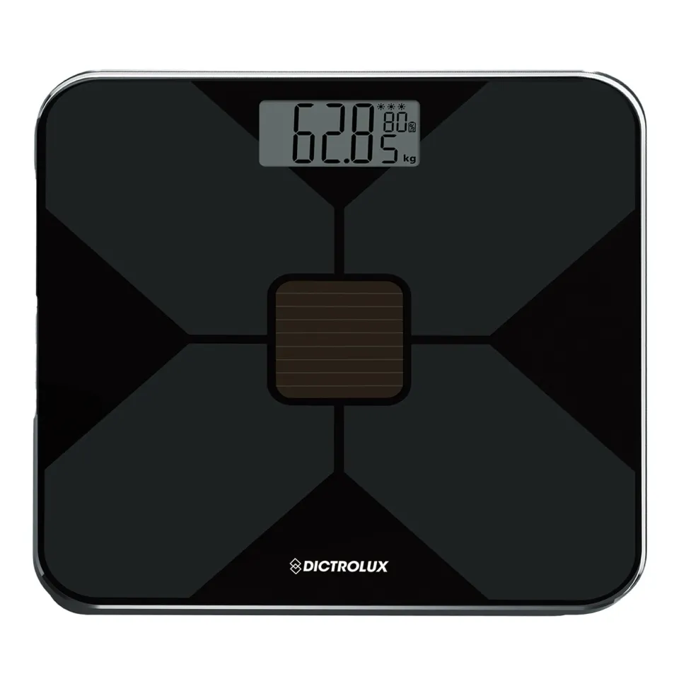 Bilancia Pesapersone Digitale Solare 180 Kg in Vetro Temperato con Display LCD Nera