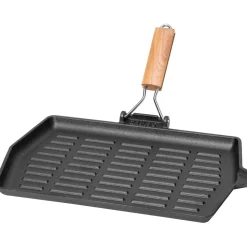 Bistecchiera rettangolare in ghisa con manico pieghevole Linea Ghiselle 35x21 cm