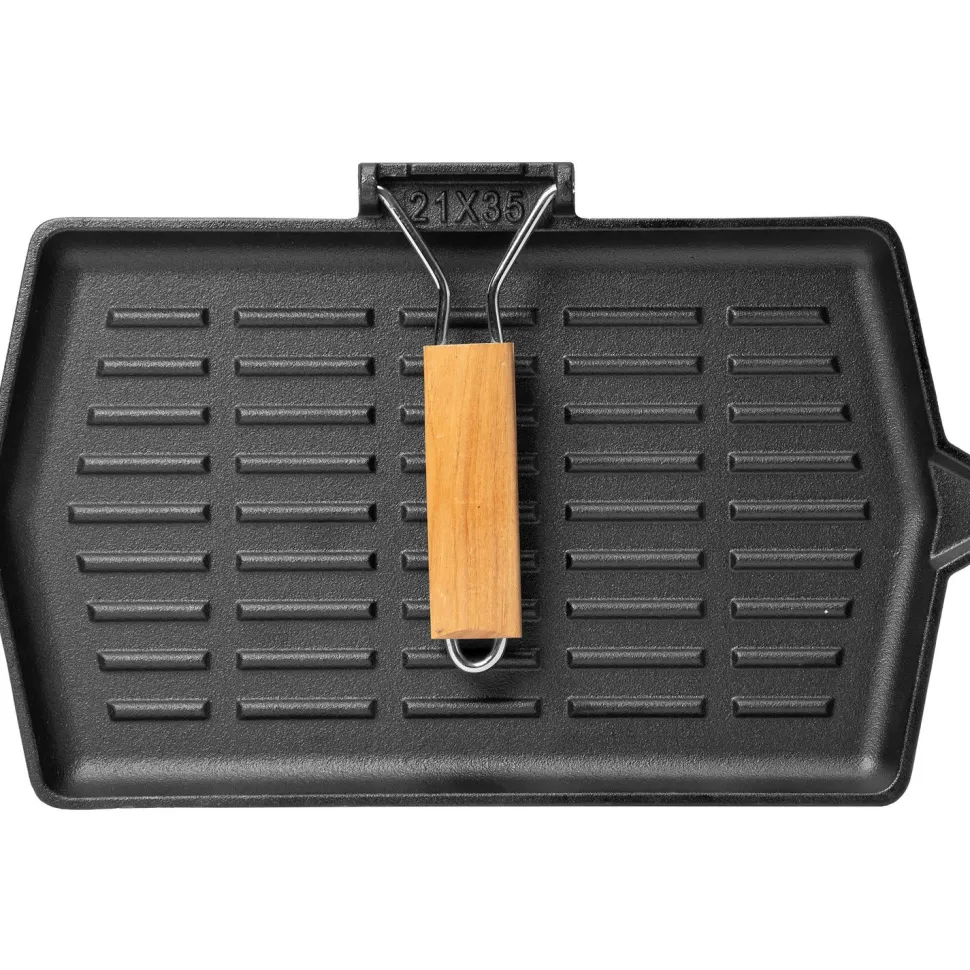 Bistecchiera rettangolare in ghisa con manico pieghevole Linea Ghiselle 35x21 cm