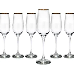 Calici flute in vetro Amber Golden bordo oro 20 cl