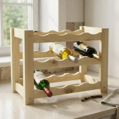 Cantinetta Portabottiglie 12 Posti in Legno di Pino altezza 46 cm