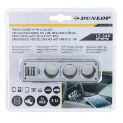 Caricatore USB Auto 12/24V 3,1A con Presa Tripla