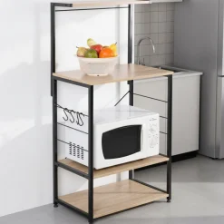 Carrello cucina 3 ripiani e mensola in legno truciolare e metallo bianco Linea Hamilton