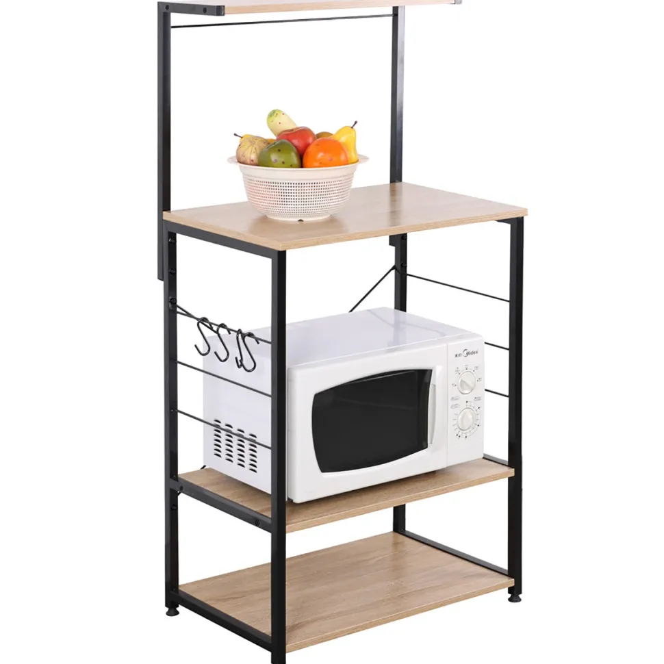 Carrello cucina 3 ripiani e mensola in legno truciolare e metallo bianco Linea Hamilton