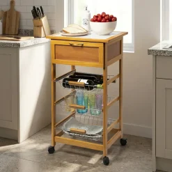 Carrello da Cucina Ayrton con Cassetto e Cestelli Estraibili