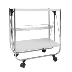 Carrello da Cucina Pieghevole Salvaspazio in metallo Bianco Karry&Go