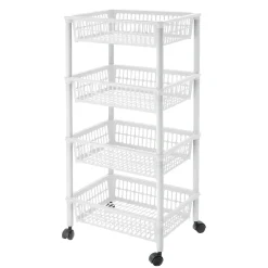 Carrello Mito 4 ceste Bianco con Ruote h85x40x29 cm