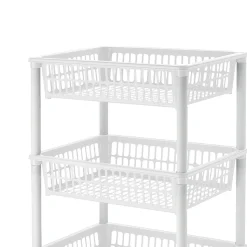 Carrello Mito 4 ceste Bianco con Ruote h85x40x29 cm