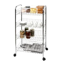 Carrello Multiuso in metallo cromato Ayrton 4 Cestelli