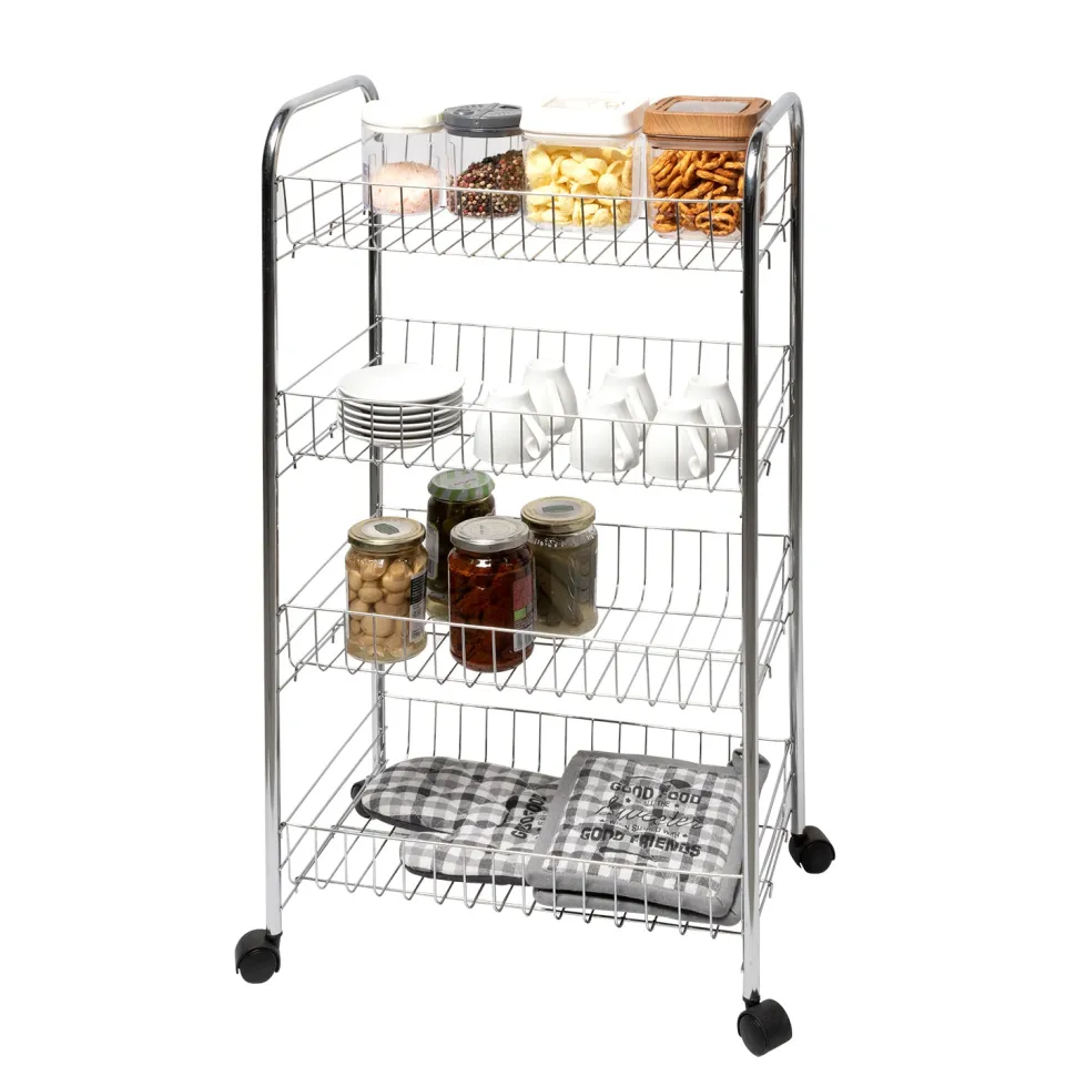Carrello Multiuso in metallo cromato Ayrton 4 Cestelli