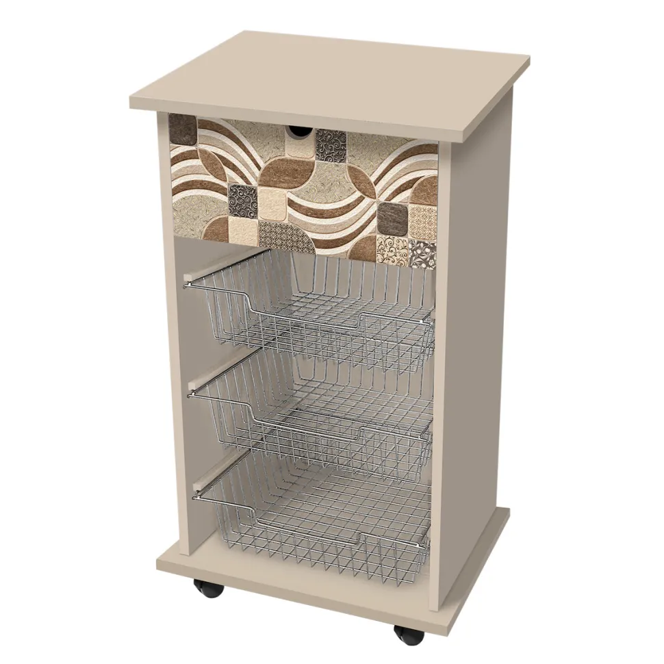 Carrello Portafrutta Tortora Linea Leaves Tiles Vintage
