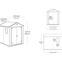 Casetta da giardino grande beige Manor 6x8