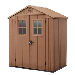 Casetta da giardino grande marrone Darwin 6x4 con finestre frontali