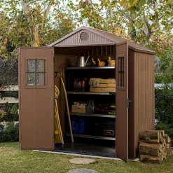 Casetta da giardino grande marrone Darwin 6x4 con finestre frontali