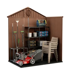 Casetta da giardino grande marrone Darwin 6x4 con finestre frontali
