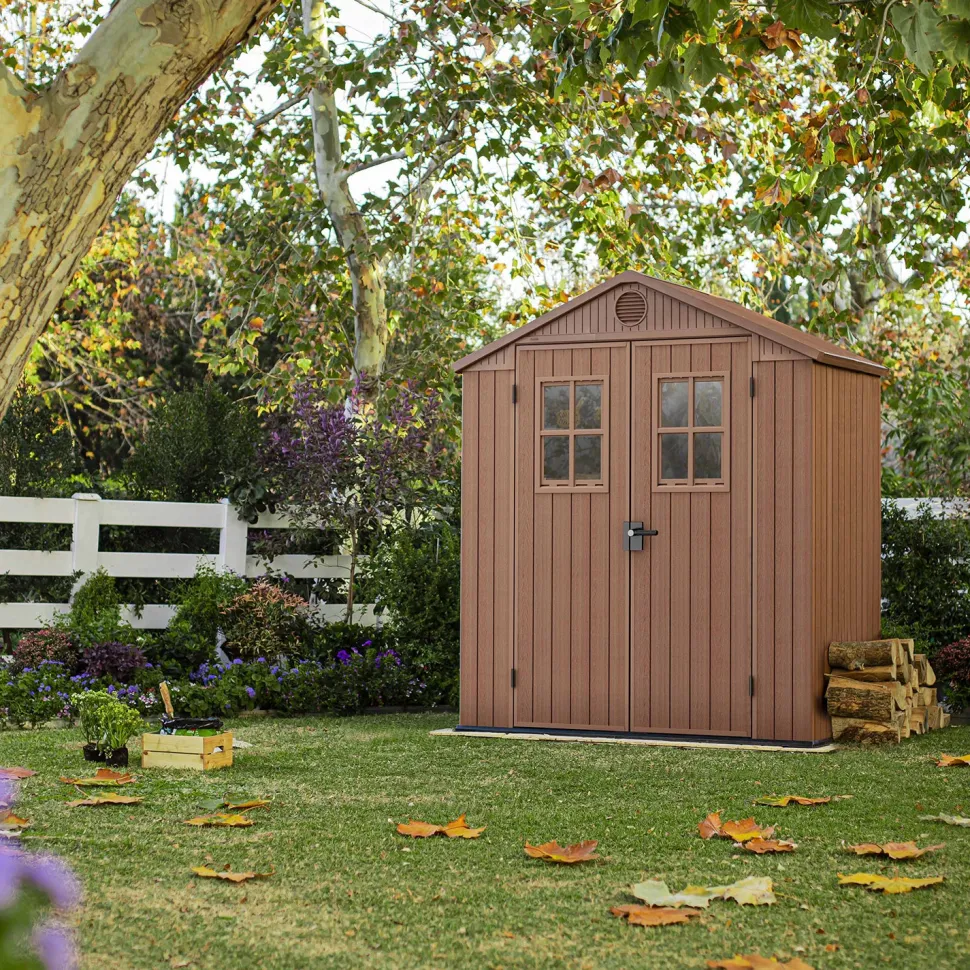 Casetta da giardino grande marrone Darwin 6x4 con finestre frontali