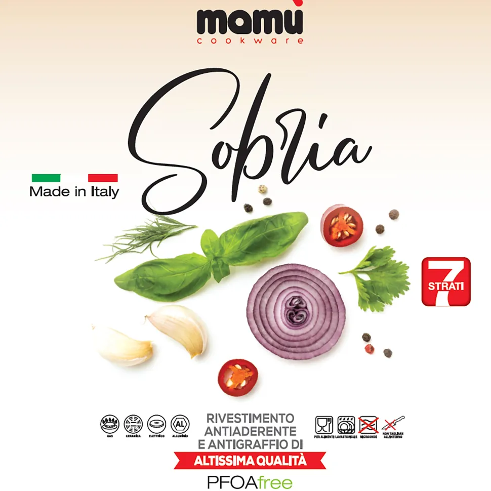 Casseruola Antiaderente con coperchio in vetro Linea Sobria diametro 22 cm