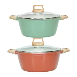Casseruola Antiaderente in alluminio pressato con Coperchio in Vetro Crazy Wood diametro 28 cm