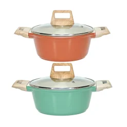 Casseruola Antiaderente in alluminio pressato con Coperchio in Vetro Crazy Wood diametro 20 cm