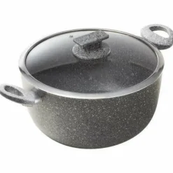 Casseruola antiaderente 2 manici con coperchio in vetro Regina di pietra Induction