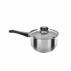 Casseruola in acciaio diametro 14 cm con coperchio in vetro Linea Stile Mediterraneo