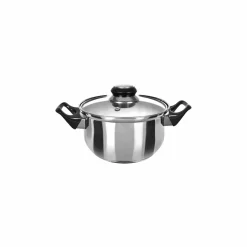Casseruola in acciaio diametro 16 cm con coperchio in vetro Linea Stile Mediterraneo