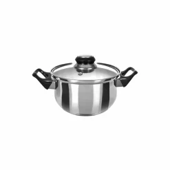 Casseruola in acciaio diametro 18 cm con coperchio in vetro Linea Stile Mediterraneo