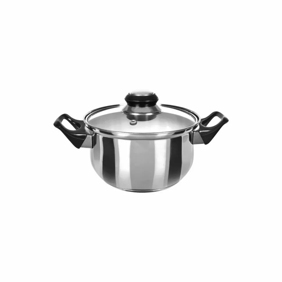 Casseruola in acciaio diametro 18 cm con coperchio in vetro Linea Stile Mediterraneo