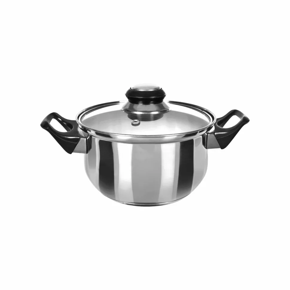 Casseruola in acciaio diametro 20cm con coperchio in vetro Linea Stile Mediterraneo