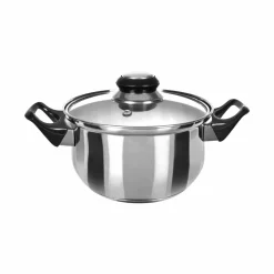 Casseruola in acciaio diametro 22cm con coperchio in vetro Linea Stile Mediterraneo