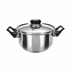 Casseruola in acciaio diametro 22cm con coperchio in vetro Linea Stile Mediterraneo