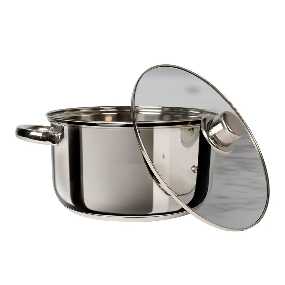 Casseruola in acciaio inox con coperchio in vetro Linea Matilde diametro 16 cm
