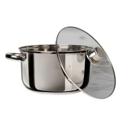 Casseruola in acciaio inox con coperchio in vetro Linea Matilde diametro 18 cm
