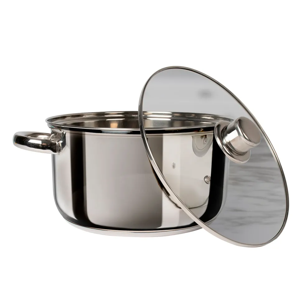 Casseruola in acciaio inox con coperchio in vetro Linea Matilde diametro 18 cm