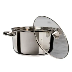 Casseruola in acciaio inox con coperchio in vetro Linea Matilde diametro 18 cm