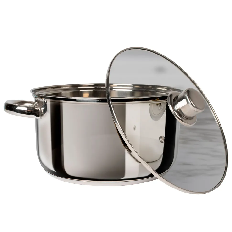 Casseruola in acciaio inox con coperchio in vetro Linea Matilde diametro 24 cm