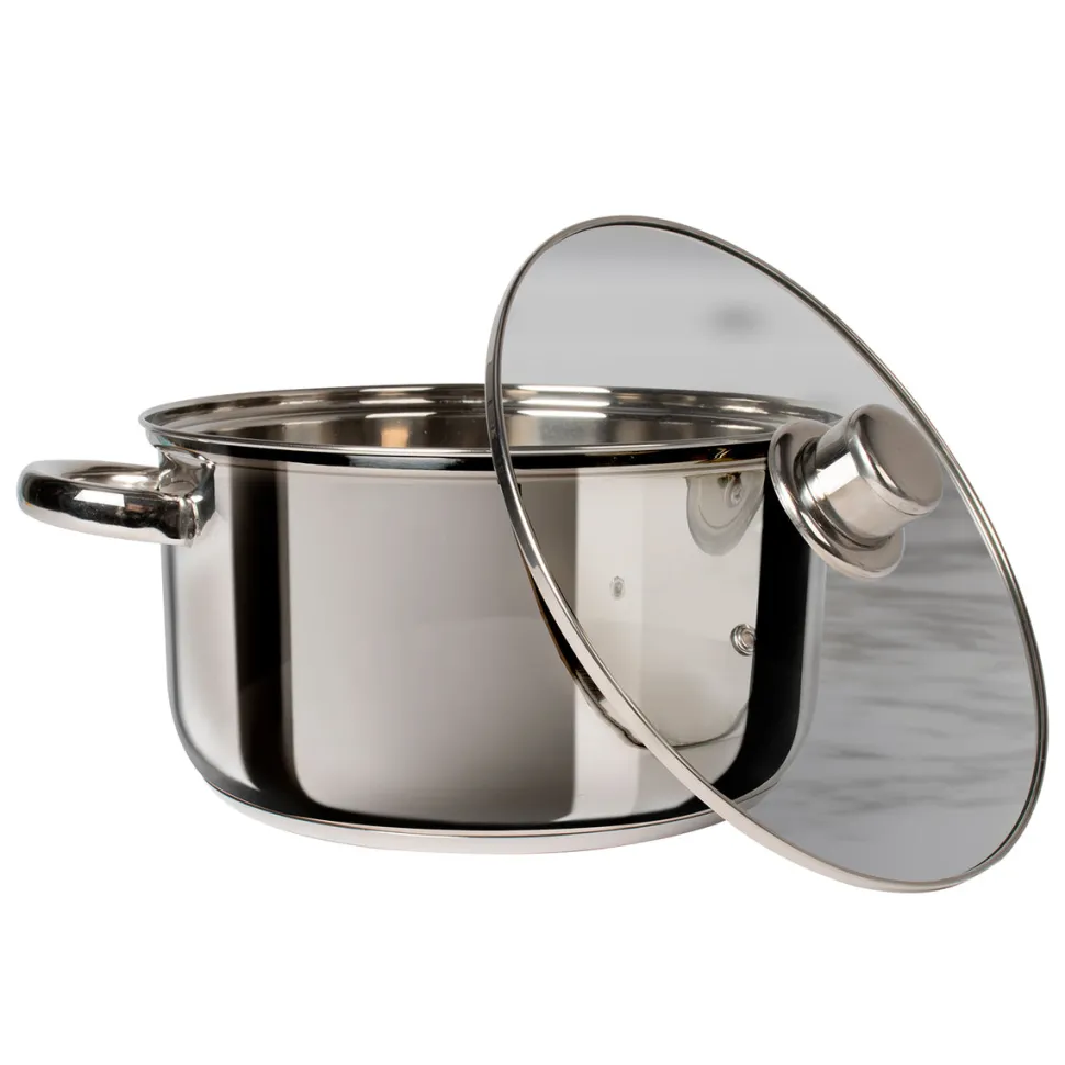 Casseruola in acciaio inox con coperchio in vetro Linea Matilde diametro 24 cm