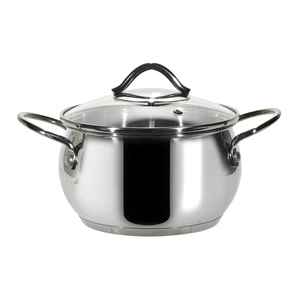 Casseruola in acciaio inox Veronique con coperchio in vetro temperato diametro 16 cm