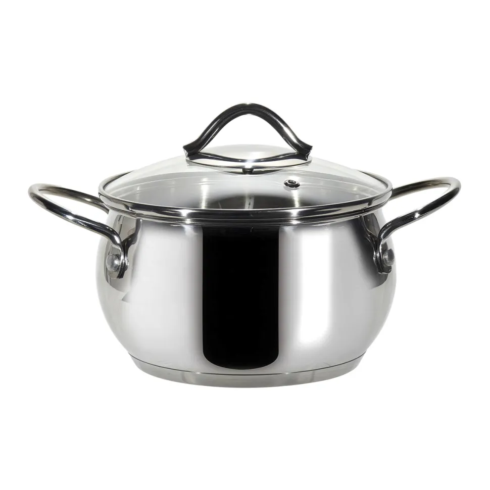 Casseruola in acciaio inox Veronique con coperchio in vetro temperato diametro 16 cm