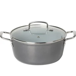 Casseruola in alluminio forgiato con coperchio in vetro Linea Keramì diametro 24 cm