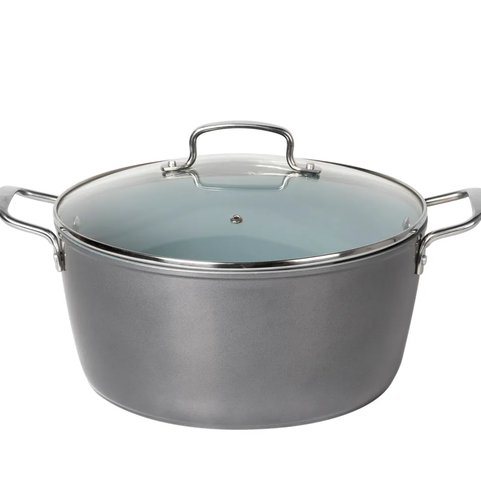 Casseruola in alluminio forgiato con coperchio in vetro Linea Keramì diametro 30 cm