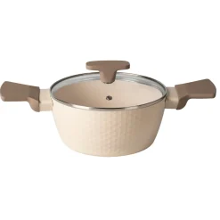 Casseruola in alluminio pressato Beige Linea Diamante diametro 18 cm