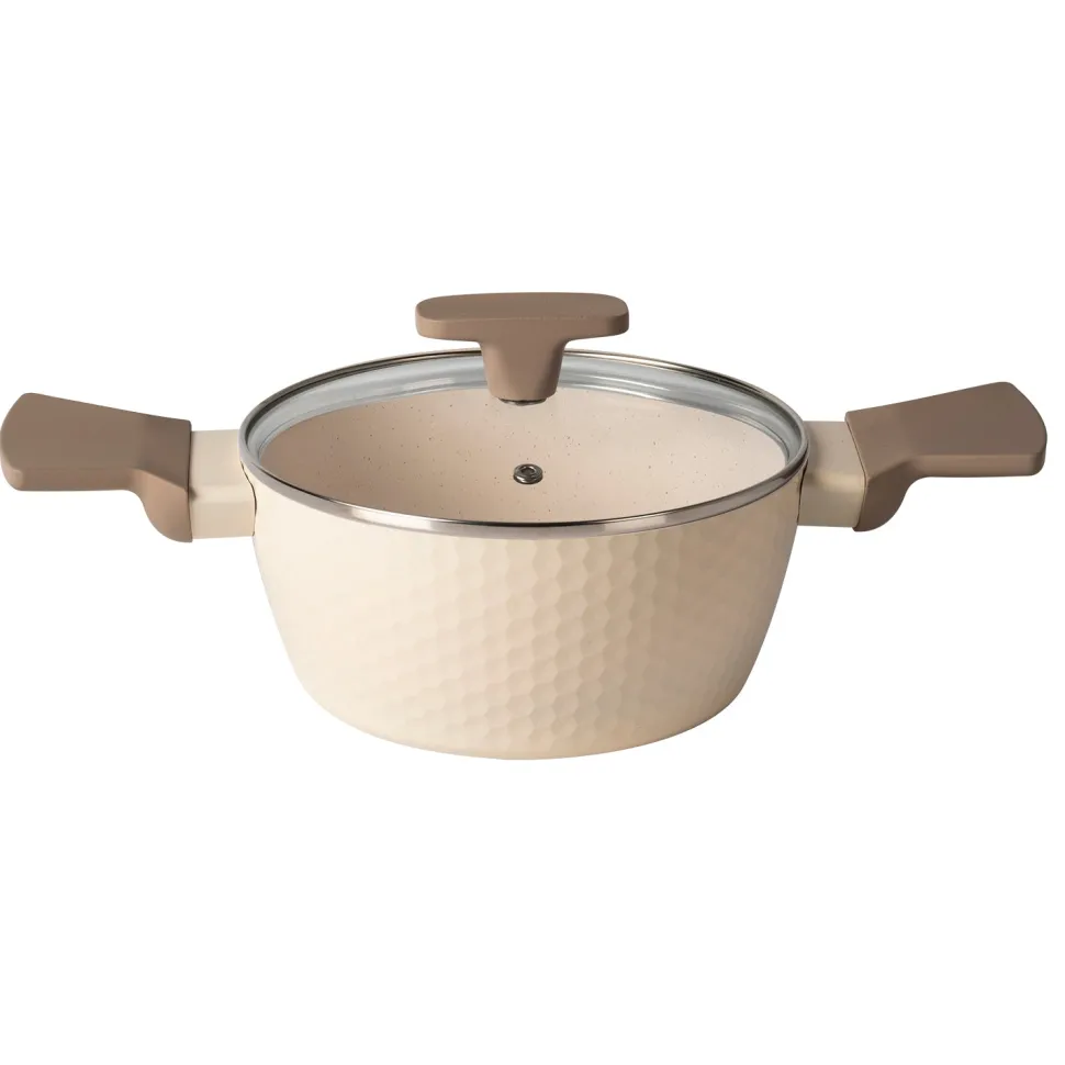 Casseruola in alluminio pressato Beige Linea Diamante diametro 18 cm