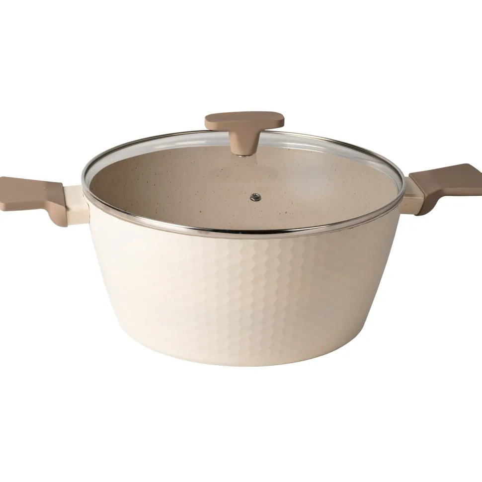 Casseruola in alluminio pressato Beige Linea Diamante diametro 28 cm