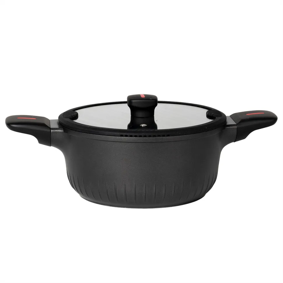 Casseruola in alluminio pressofuso con coperchio in vetro Linea Grenoble diametro 20 cm