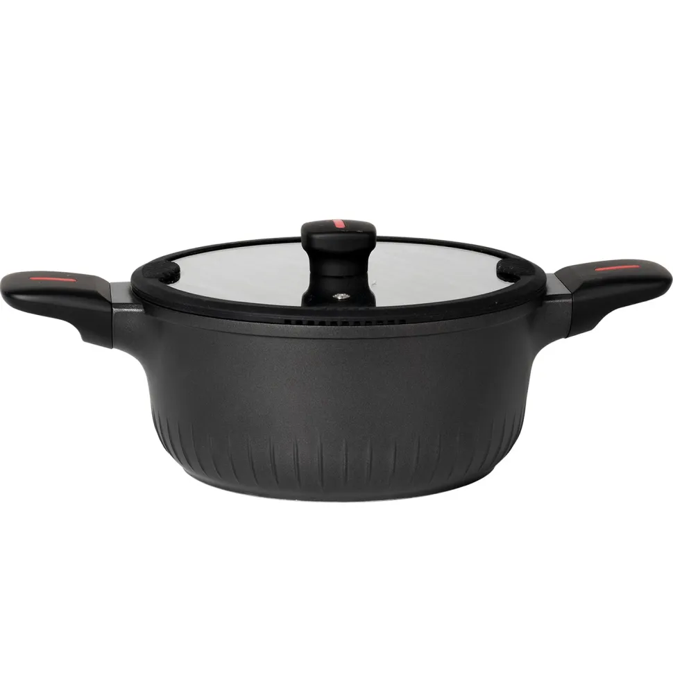 Casseruola in alluminio pressofuso con coperchio in vetro Linea Grenoble diametro 24 cm
