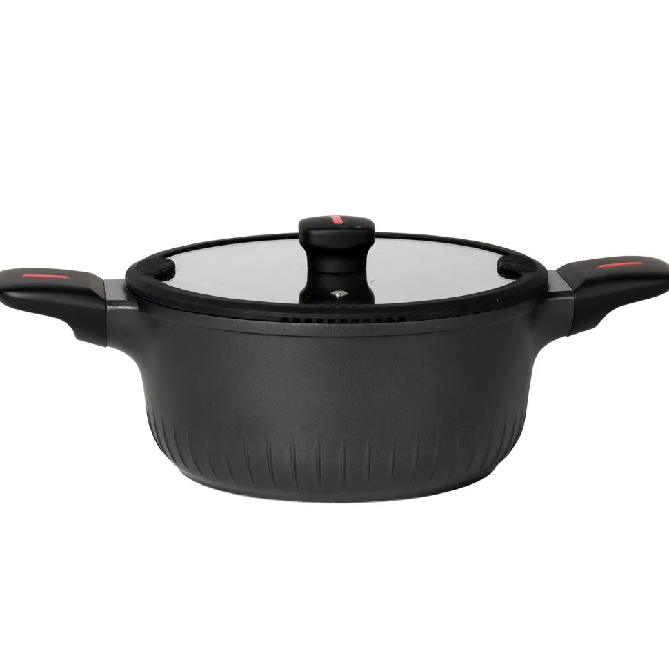 Casseruola in alluminio pressofuso con coperchio in vetro Linea Grenoble diametro 28 cm