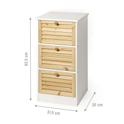 Cassettiera Multiuso 3 cassetti Legno di Abete Linea Woodhandy